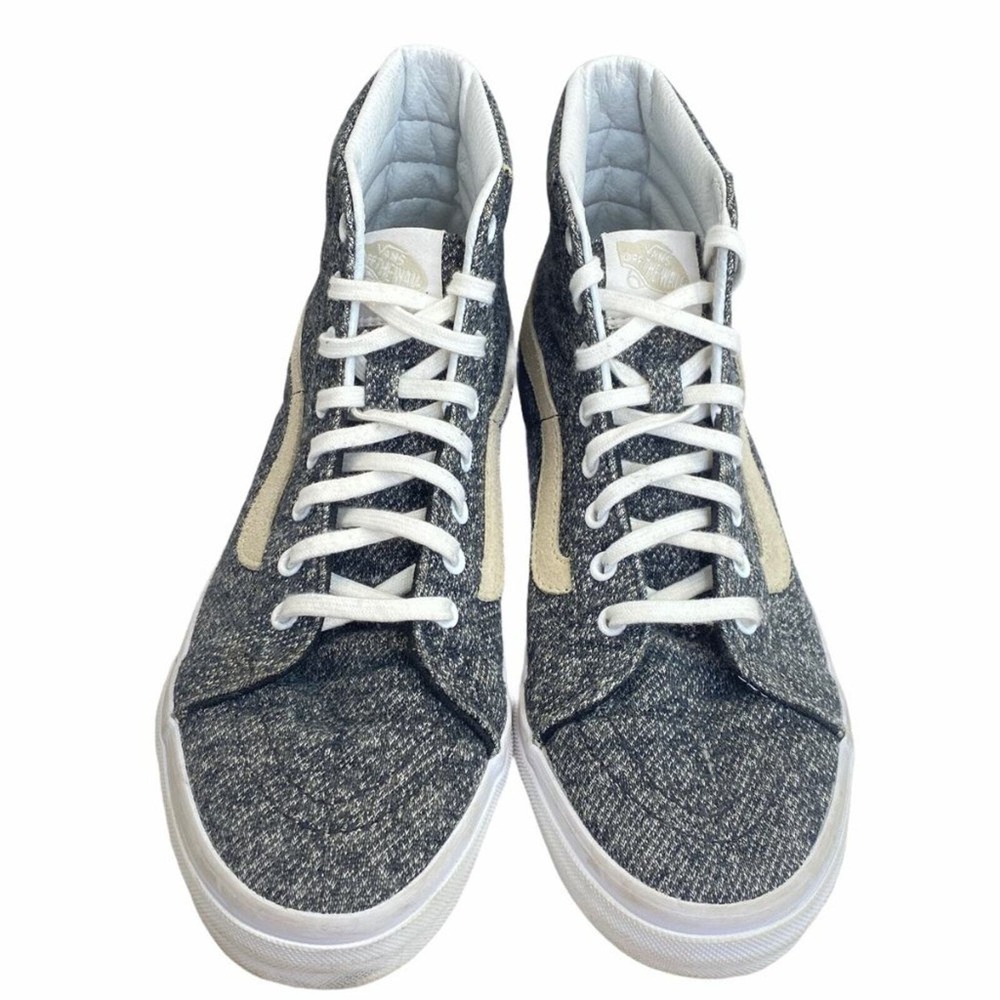 Vans Sk8-Hi Sneakers Grey Mens 7 Womens 8.5 Jersey Knit High Top‎ Skate Shoes - Picture 2 of 8